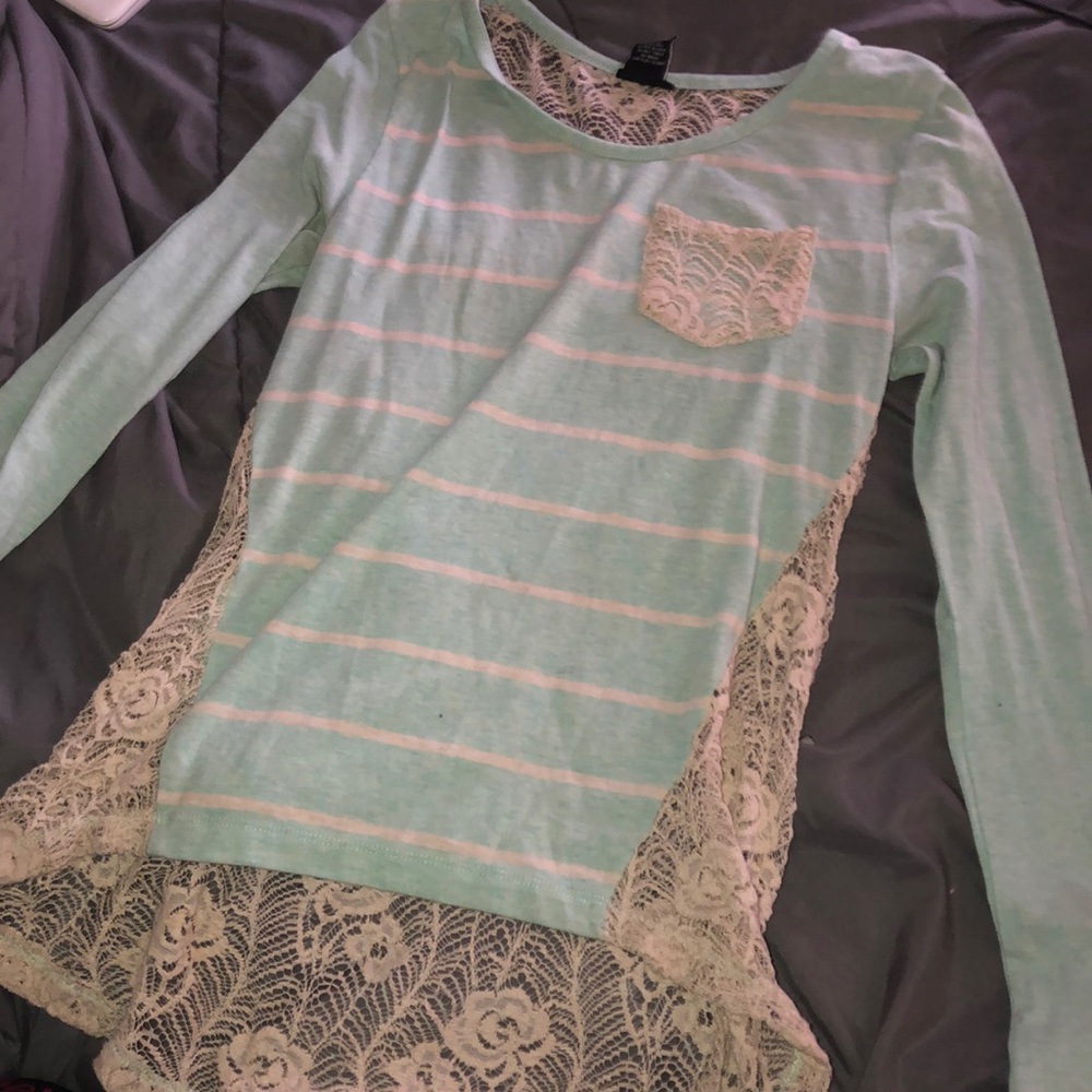 Turquoise long sleeve shirt